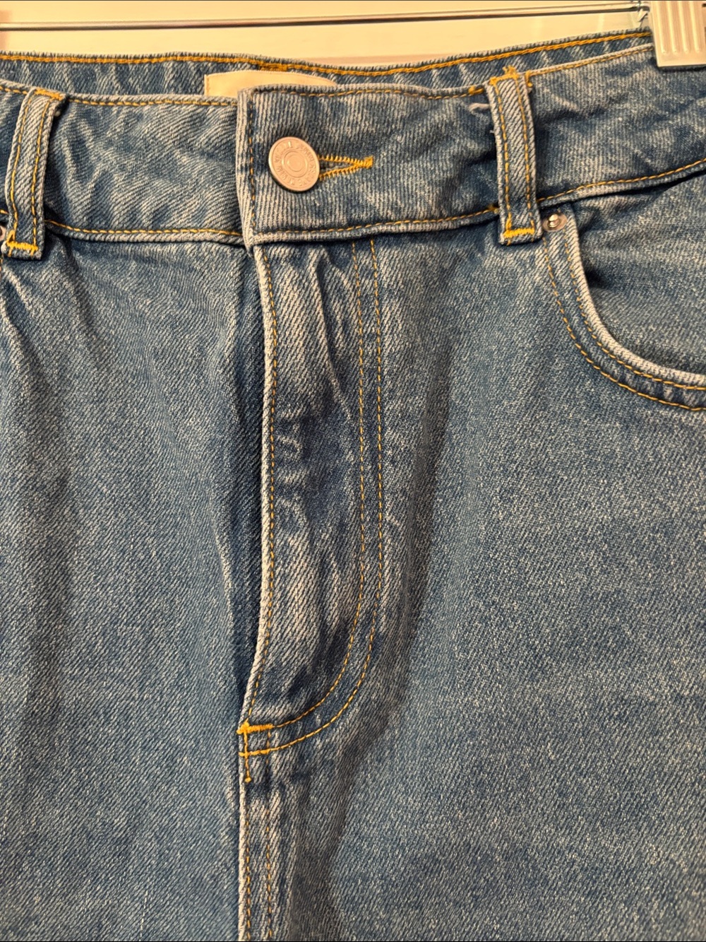 Worn Once! Sezane Denim High-Waist Wide Leg Jeans in Light Blue - Picture 7 of 11